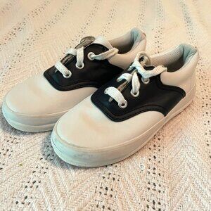 Keds Kids White & Navy Leather Sadle Oxford Sneakers Sz 11.5S Youth School Days